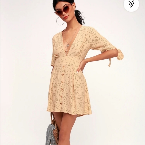 Faithfull the Brand Beige Polka Dot Dress - Picture 4 of 8